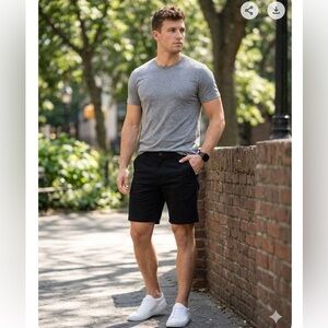 START  Tart Black Flat-Front Mens Shorts. STRETCH SIZE   38